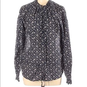 JOIE LONG SLEEVE RUCHED RUFFLE FLORAL BLOUSE